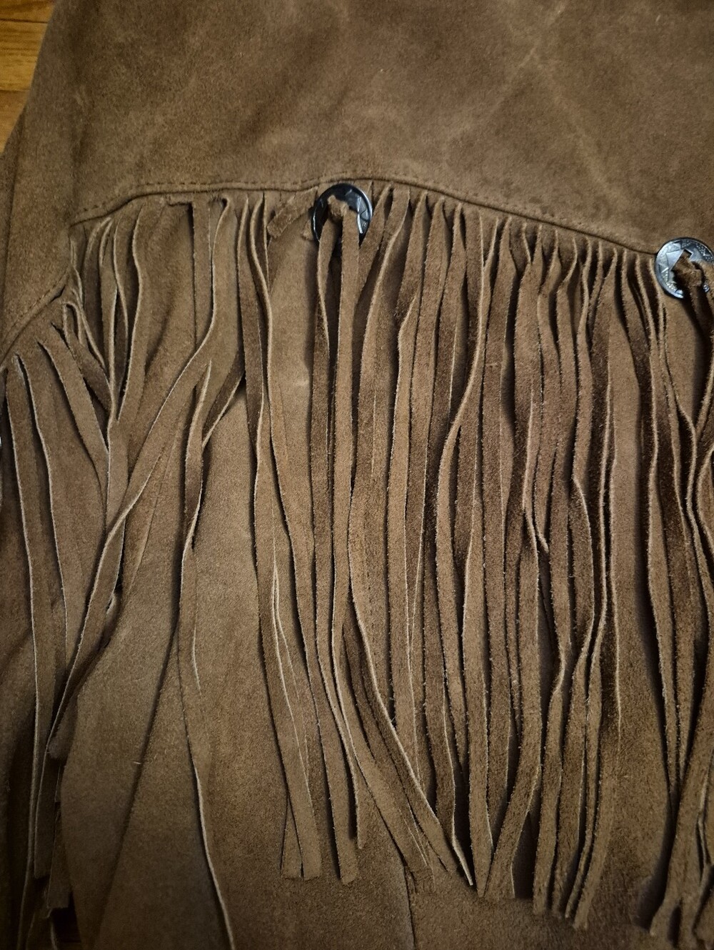 Vintage 80's Yearbook Suede Fringe Jacket Medium - Picture 5 of 10
